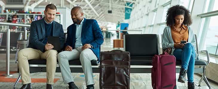 people waiting at an airport